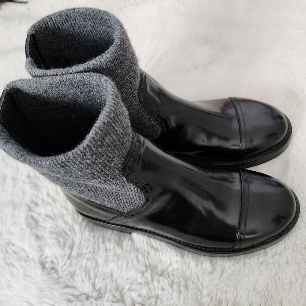 NEW J. Crew Rib-Cuff Chunky Ankle Boots Italian Leather Black Size 6.5 - Picture 4 of 10